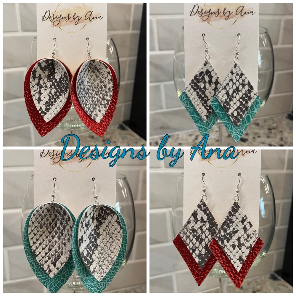 Snakeskin faux leather earrings!
